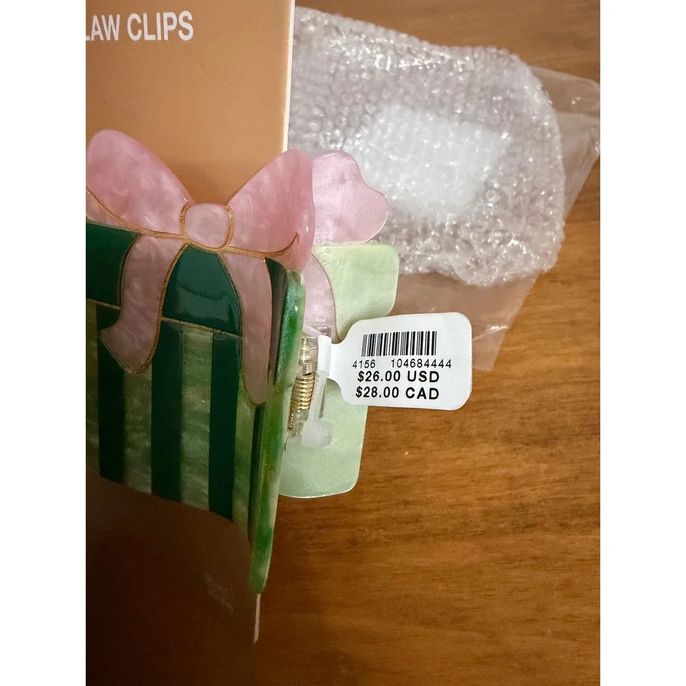 Anthropologie Frasier‎ Sterling Holiday Hair Claw Clip Set Taxi and Present New